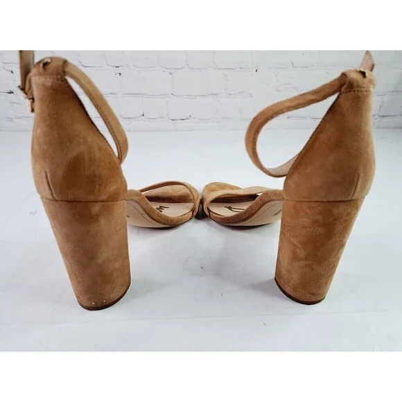 Sam Edelman Sandals Womens 8.5 M Yaro Heels Ankle Strappy Tan Leather - Picture 6 of 8